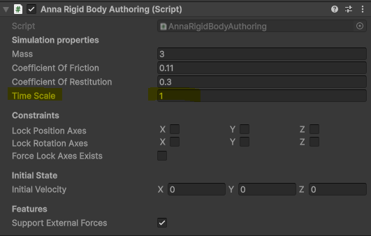 Anna Rigid Body - TimeScale - Inspector Image